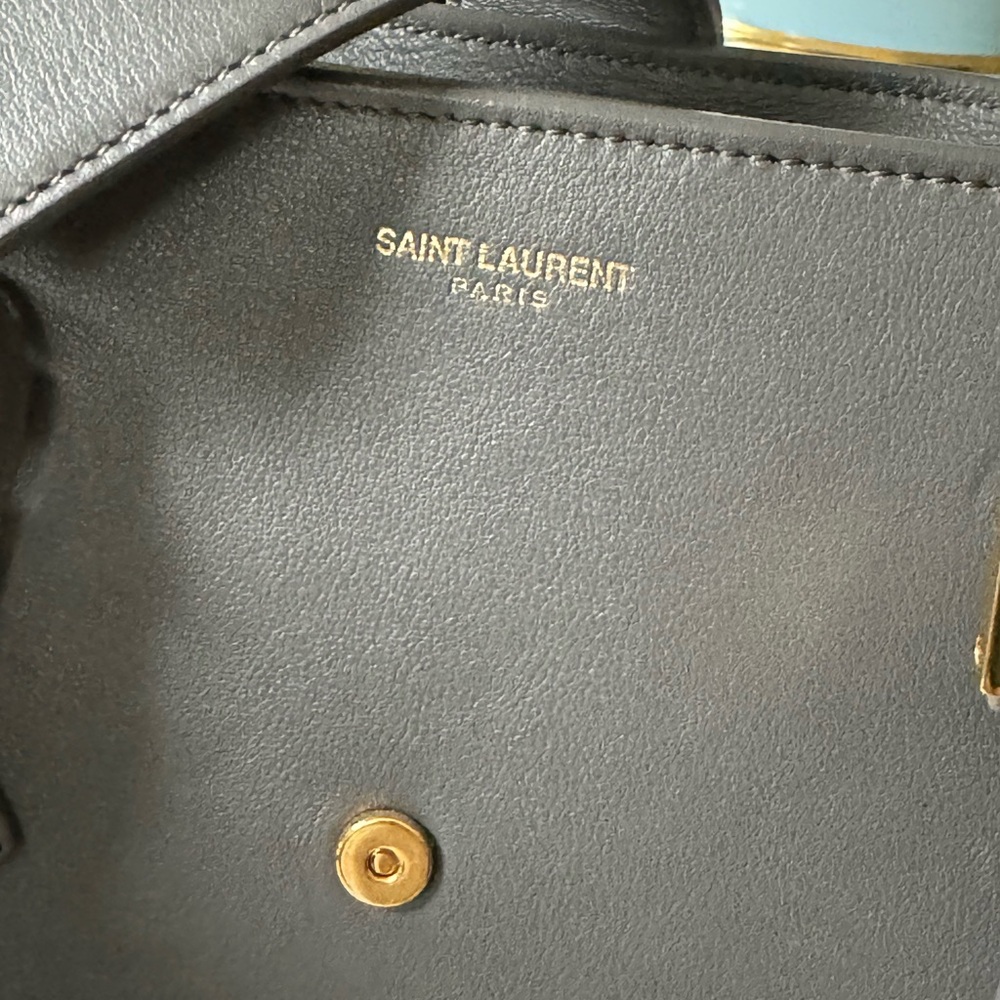 SAINT LAURENT Monogram Baby Cabas Calfskin Leather in Grey